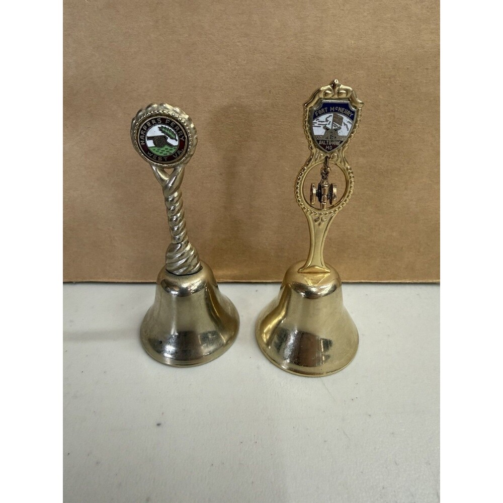 Vintage Lot of 2 Metal Souvenir Collectible Bells! Harper’s Ferry & For McHenry